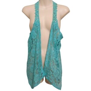 Wet Seal Lace Embroidered Open Front Topper Sz M